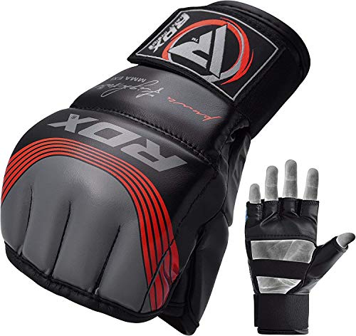 RDX Guantes MMA para Artes Marciales Entrenamiento, Maya Hide Cuero Sparring Guantillas, Bueno para Grappling, Kickboxing, Muay Thai, Saco de Boxeo, Lucha Libre y Combate Training