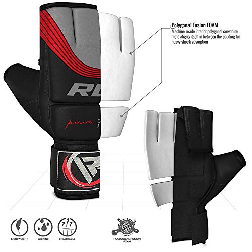 RDX Guantes MMA para Artes Marciales Entrenamiento, Maya Hide Cuero Sparring Guantillas, Bueno para Grappling, Kickboxing, Muay Thai, Saco de Boxeo, Lucha Libre y Combate Training