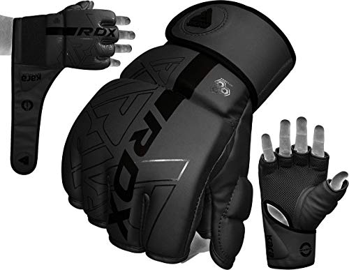 RDX Guantes MMA para Artes Marciales y Grappling Entrenamiento, Palma Abierta Maya Hide Cuero Lucha Guantillas, Bueno para Sparring, Muay Thai,Kickboxing, Krav Maga y Combate Training