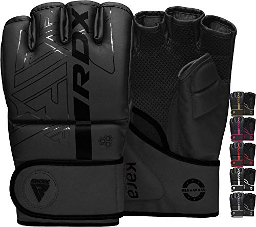 RDX Guantes MMA para Artes Marciales y Grappling Entrenamiento, Palma Abierta Maya Hide Cuero Lucha Guantillas, Bueno para Sparring, Muay Thai,Kickboxing, Krav Maga y Combate Training