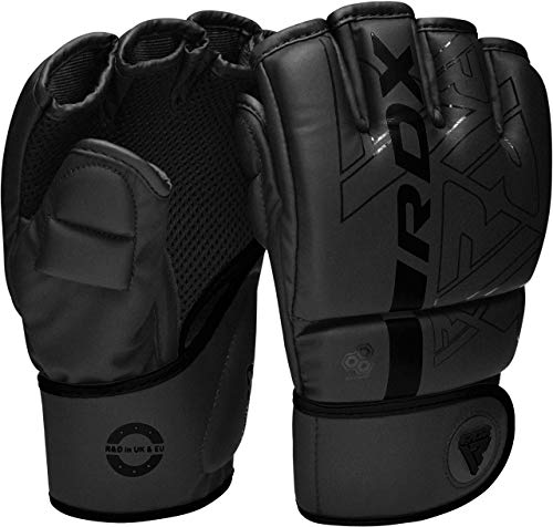 RDX Guantes MMA para Artes Marciales y Grappling Entrenamiento, Palma Abierta Maya Hide Cuero Lucha Guantillas, Bueno para Sparring, Muay Thai,Kickboxing, Krav Maga y Combate Training