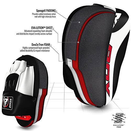 RDX Manoplas Boxeo y Guantes Curvas Paos Muay Thai MMA Artes Marciales Kick Boxing Focus Pads Entrenamiento Patadas Karate