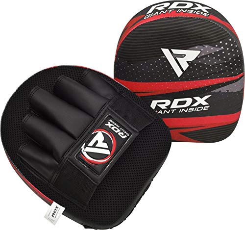 RDX Manoplas de Boxeo Niño Paos Muay Thai MMA Almohadilla Maya Hide Cuero Junior Artes Marciales Kick Boxing Gancho y Jab Escudo Patada Entrenamiento Kids Karate Focus Pad