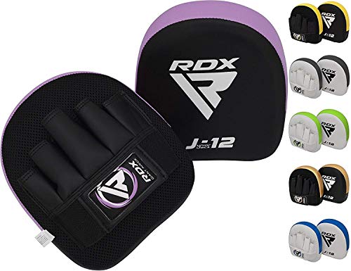 RDX Manoplas de Boxeo Niño Paos Muay Thai MMA Almohadilla Maya Hide Cuero Junior Kick Boxing Entrenamiento Escudo Patada Kids Artes Marciales Gancho y Jab Karate Focus Pad