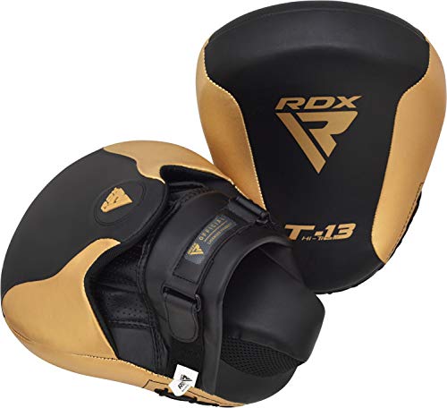 RDX Manoplas de Boxeo Paos Muay Thai Almohadilla Kalix Cuero MMA Kick Boxing Entrenamiento Artes Marciales Krav Maga Escudo Patada Gancho y Jab Karate Focus Pad