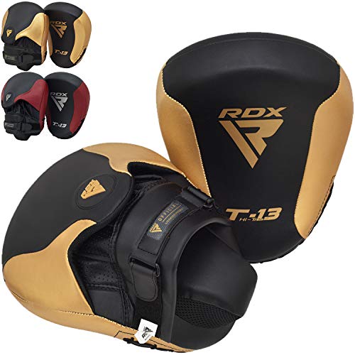 RDX Manoplas de Boxeo Paos Muay Thai Almohadilla Kalix Cuero MMA Kick Boxing Entrenamiento Artes Marciales Krav Maga Escudo Patada Gancho y Jab Karate Focus Pad