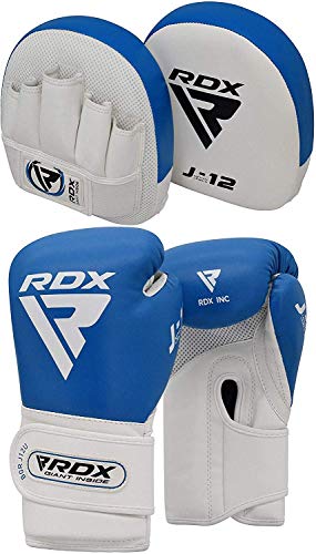 RDX Manoplas de Boxeo y Guantes Niño Muay Thai Entrenamiento Paos Saco Junior Kick Boxing MMA Almohadilla Artes Marciales Escudo Patada Kids Gancho y Jab Pad Focus Pads