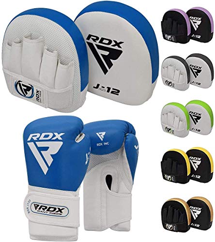 RDX Manoplas de Boxeo y Guantes Niño Muay Thai Entrenamiento Paos Saco Junior Kick Boxing MMA Almohadilla Artes Marciales Escudo Patada Kids Gancho y Jab Pad Focus Pads