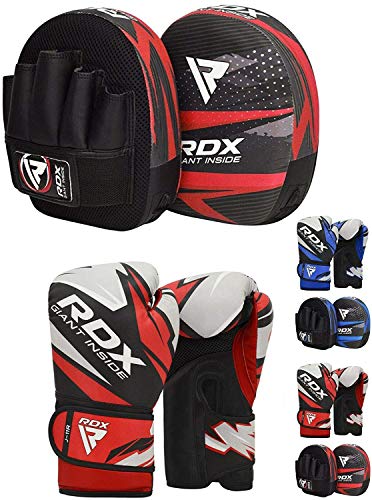 RDX Manoplas de Boxeo y Guantes Niño para Entrenamiento, Junior Maya Hide Cuero Almohadilla Gancho y Jab Pad Mitones para Kick Boxing, Saco Sparring, Muay Thai, Artes Marciales, MMA Escudo Patada RDX Manoplas de Boxeo y Guantes Niño para Entrenamiento, Junior Maya Hide Cuero Almohadilla Gancho y Jab Pad Mitones para Kick Boxing, Saco Sparring, Muay Thai, Artes Marciales, MMA Escudo Patada