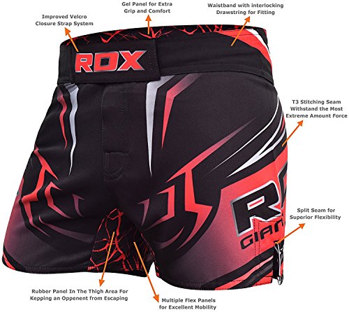 RDX MMA Pantalones Boxeo Corto Entrenamiento Muay Thai Shorts Running Fitness Kickboxing