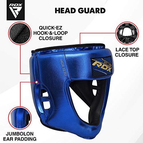 RDX Niño Cascos Boxeo para Sparring, MMA Entrenamiento | Junior Metallic Cuero Casco Protector | Bueno para Kids Kickboxing, Artes Marciales, Muay Thai, kárate y Combate Training