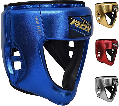 RDX Niño Cascos Boxeo para Sparring, MMA Entrenamiento | Junior Metallic Cuero Casco Protector | Bueno para Kids Kickboxing, Artes Marciales, Muay Thai, kárate y Combate Training