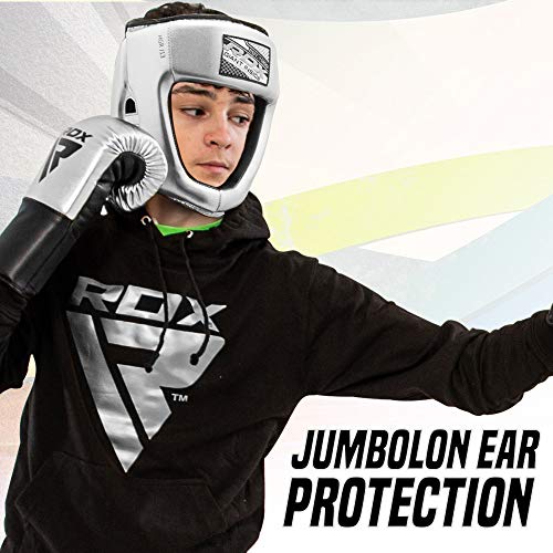 RDX Niño Cascos Boxeo para Sparring, MMA Entrenamiento | Junior Metallic Cuero Casco Protector | Bueno para Kids Kickboxing, Artes Marciales, Muay Thai, kárate y Combate Training RDX Niño Cascos Boxeo para Sparring, MMA Entrenamiento | Junior Metallic Cuero Casco Protector | Bueno para Kids Kickboxing, Artes Marciales, Muay Thai, kárate y Combate Training