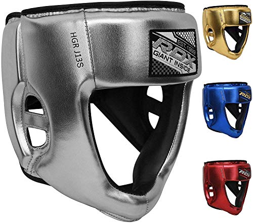 RDX Niño Cascos Boxeo para Sparring, MMA Entrenamiento | Junior Metallic Cuero Casco Protector | Bueno para Kids Kickboxing, Artes Marciales, Muay Thai, kárate y Combate Training