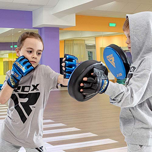 RDX Niño Guantes MMA para Artes Marciales Entrenamiento | Junior Metallic Cuero Grappling Guantillas | Bueno para Kids Sparring, Kickboxing, Lucha Libre, Muay Thai y Combate Training