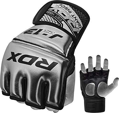 RDX Niño Guantes MMA para Artes Marciales Entrenamiento | Junior Metallic Cuero Grappling Guantillas | Bueno para Kids Sparring, Kickboxing, Lucha Libre, Muay Thai y Combate Training RDX Niño Guantes MMA para Artes Marciales Entrenamiento | Junior Metallic Cuero Grappling Guantillas | Bueno para Kids Sparring, Kickboxing, Lucha Libre, Muay Thai y Combate Training
