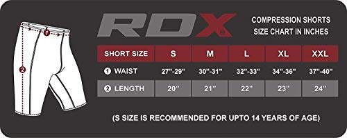 RDX - Pantalones cortos de compresión flexibles para hombre, Noir/Rosso, small