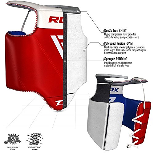 RDX Protector de Pecho TKD Protección De Cuerpo MMA Boxeo Vientre Taekwondo Reversible para Pecho Peto Taekwondo