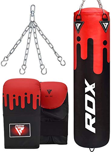 RDX Saco de Boxeo Relleno MMA Muay Thai Kick Boxing Artes Marciales con Guantes Cadena Entrenamiento 4FT 5FT Punching Bag