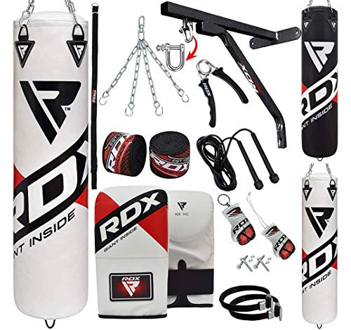 RDX Saco de Boxeo Relleno MMA Muay Thai Kick Boxing Artes Marciales con Soporte Pared Cadena Guantes 17PC 4FT 5FT Punching Bag RDX Saco de Boxeo Relleno MMA Muay Thai Kick Boxing Artes Marciales con Soporte Pared Cadena Guantes 17PC 4FT 5FT Punching Bag