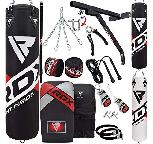 RDX Saco de Boxeo Relleno MMA Muay Thai Kick Boxing Artes Marciales con Soporte Pared Cadena Guantes 17PC 4FT 5FT Punching Bag RDX Saco de Boxeo Relleno MMA Muay Thai Kick Boxing Artes Marciales con Soporte Pared Cadena Guantes 17PC 4FT 5FT Punching Bag