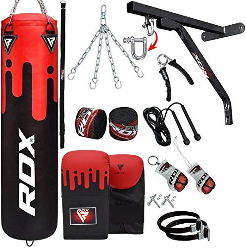 RDX Saco de Boxeo Relleno MMA Muay Thai Kick Boxing Artes Marciales con Soporte Pared Cadena Guantes 17PC 4FT 5FT Punching Bag RDX Saco de Boxeo Relleno MMA Muay Thai Kick Boxing Artes Marciales con Soporte Pared Cadena Guantes 17PC 4FT 5FT Punching Bag