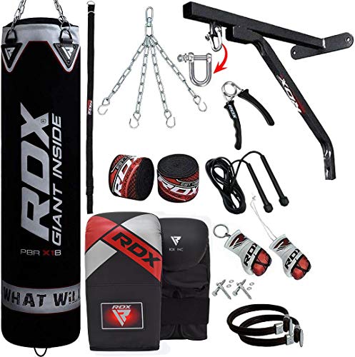 RDX Saco de Boxeo Relleno MMA Muay Thai Kick Boxing Artes Marciales con Soporte Pared Cadena Guantes 17PC 4FT 5FT Punching Bag