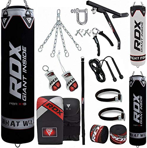 RDX Saco de Boxeo Relleno MMA Muay Thai Kick Boxing Artes Marciales con Soporte Pared Cadena Guantes 17PC 4FT 5FT Punching Bag