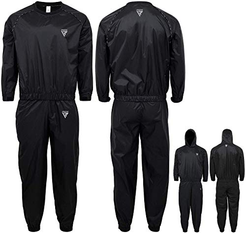 RDX Traje Sauna Entrenamiento Gimnasio Trajes de Sudoración Triatlon Ejercicio Sudor Chándal Pérdida De Peso con Capucha Deportiva Hombres Mujer Fitness Track Suit Yoga Running Chaqueta Pantalón