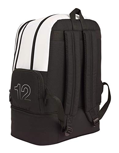 Real Madrid CF Bolsa de Deporte, Mochila con zapatillero Equipaje para niños, Blanco, 50 cm