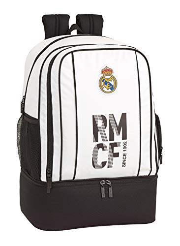 Real Madrid CF Bolsa de Deporte, Mochila con zapatillero Equipaje para niños, Blanco, 50 cm Real Madrid CF Bolsa de Deporte, Mochila con zapatillero Equipaje para niños, Blanco, 50 cm
