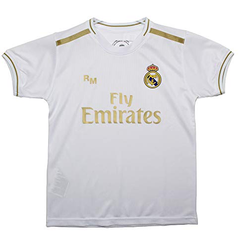 Real Madrid Conjunto Camiseta y Pantalón Primera Equipación Infantil Producto Oficial Licenciado Temporada 2019-2020 Color Blanco Sin Dorsal (Blanco, Talla 14)