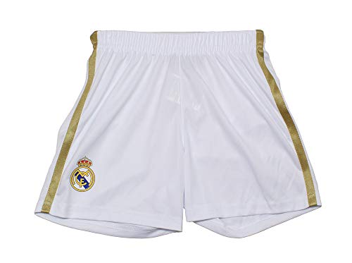 Real Madrid Conjunto Camiseta y Pantalón Primera Equipación Infantil Producto Oficial Licenciado Temporada 2019-2020 Color Blanco Sin Dorsal (Blanco, Talla 14)