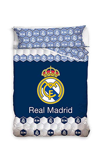 Real Madrid Juego de Cama 2 Pieza. Funda Nórdica + Funda de Almohada. Producto Oficial (150x220cm + 45x110cm) RM182059 Real Madrid Juego de Cama 2 Pieza. Funda Nórdica + Funda de Almohada. Producto Oficial (150x220cm + 45x110cm) RM182059