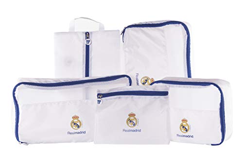Real Madrid Organizador de Equipaje - Producto Oficial del Equipo, con 5 Piezas Diferentes y Fabricado en Nylon muy Ligero para No Añadir Peso a la Maleta Real Madrid Organizador de Equipaje - Producto Oficial del Equipo, con 5 Piezas Diferentes y Fabricado en Nylon muy Ligero para No Añadir Peso a la Maleta