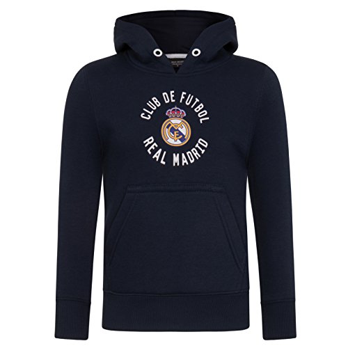 Real Madrid - Sudadera oficial con capucha - Para niño - Con el escudo del club - Forro polar - 10 años