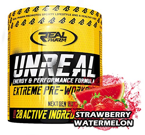 Real Pharm Pre Workout Unreal 360g - Instant - multimix aminoacidos (Sandia de fresa)