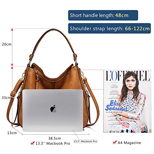 Realer Bolso Mujer Hobo Casual Bolsos Bandolera Sintetico Bolsos de Hombro Cuero PU Grande Shopper Bolsa Tote Vintage Marron