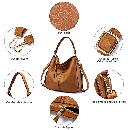 Realer Bolso Mujer Hobo Casual Bolsos Bandolera Sintetico Bolsos de Hombro Cuero PU Grande Shopper Bolsa Tote Vintage Marron