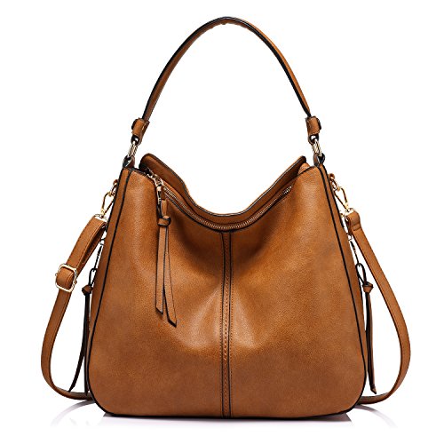 Realer Bolso Mujer Hobo Casual Bolsos Bandolera Sintetico Bolsos de Hombro Cuero PU Grande Shopper Bolsa Tote Vintage Marron