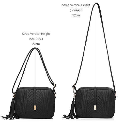 Realer Pequeño cuero Crossbody monederos y bolsos con correa para el hombro para la Mujer Negro