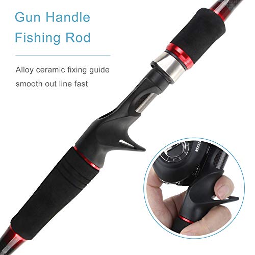 REAWOW CañA De Pescar TelescóPica Carrete De Pesca Giratorio Combinado De Carbono Mango de Pistola CañA De Pescar Ultraligera 12bb Mini Carrete De Pesca Carrete De Pesca Baja(para diestros)