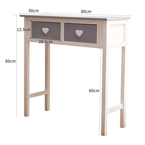 Rebecca Mobili Consola Gris, Mesa Escritorio para el Dormitorio, Madera, Estilo Shabby, Sala de Estar Pasillo - Medidas: 80 x 80 x 30 cm (AxANxF) - Art. RE4193