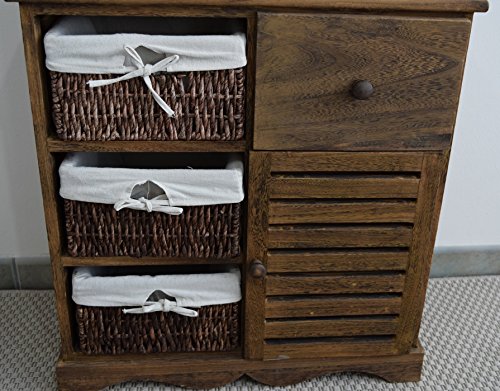 Rebecca Mobili Gabinete Mueble Multifuncional 4 Cajones 1 Puerta Madera Paulownia Mimbre Marron Vintage Cocina Baño (Cod. RE4024) Rebecca Mobili Gabinete Mueble Multifuncional 4 Cajones 1 Puerta Madera Paulownia Mimbre Marron Vintage Cocina Baño (Cod. RE4024)