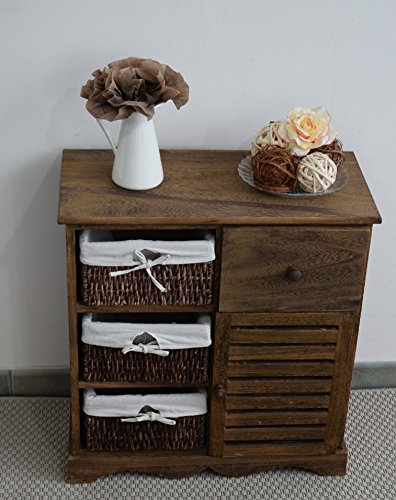 Rebecca Mobili Gabinete Mueble Multifuncional 4 Cajones 1 Puerta Madera Paulownia Mimbre Marron Vintage Cocina Baño (Cod. RE4024) Rebecca Mobili Gabinete Mueble Multifuncional 4 Cajones 1 Puerta Madera Paulownia Mimbre Marron Vintage Cocina Baño (Cod. RE4024)