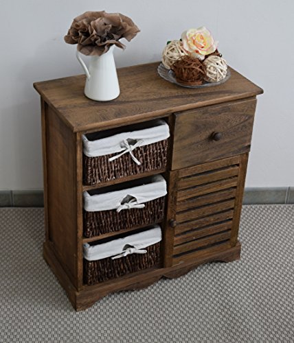 Rebecca Mobili Gabinete Mueble Multifuncional 4 Cajones 1 Puerta Madera Paulownia Mimbre Marron Vintage Cocina Baño (Cod. RE4024) Rebecca Mobili Gabinete Mueble Multifuncional 4 Cajones 1 Puerta Madera Paulownia Mimbre Marron Vintage Cocina Baño (Cod. RE4024)