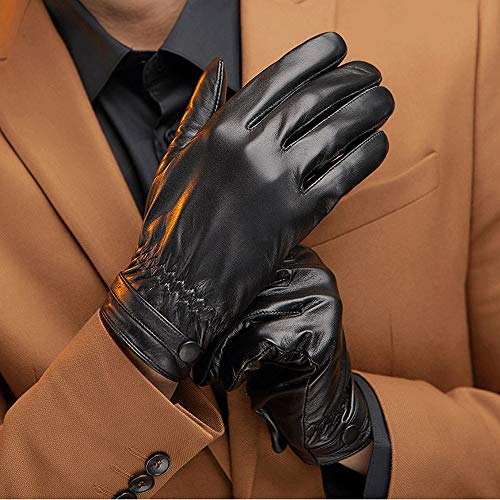 Rebily Versión coreana de los hombres de éxito de la pantalla táctil de guantes de cuero de negocios for el calor de terciopelo espesado otoño e invierno delgada piel de cabra montar a caballo y de lo Rebily Versión coreana de los hombres de éxito de la pantalla táctil de guantes de cuero de negocios for el calor de terciopelo espesado otoño e invierno delgada piel de cabra montar a caballo y de lo
