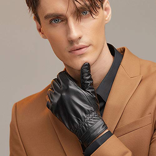 Rebily Versión coreana de los hombres de éxito de la pantalla táctil de guantes de cuero de negocios for el calor de terciopelo espesado otoño e invierno delgada piel de cabra montar a caballo y de lo Rebily Versión coreana de los hombres de éxito de la pantalla táctil de guantes de cuero de negocios for el calor de terciopelo espesado otoño e invierno delgada piel de cabra montar a caballo y de lo