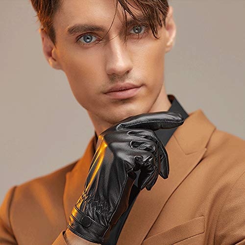 Rebily Versión coreana de los hombres de éxito de la pantalla táctil de guantes de cuero de negocios for el calor de terciopelo espesado otoño e invierno delgada piel de cabra montar a caballo y de lo Rebily Versión coreana de los hombres de éxito de la pantalla táctil de guantes de cuero de negocios for el calor de terciopelo espesado otoño e invierno delgada piel de cabra montar a caballo y de lo