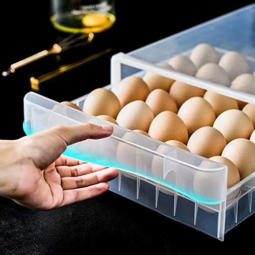 Recipiente de almacenamiento de huevos, refrigerador de plástico Caja de almacenamiento de huevos Cartón de huevos apilable Caja de almacenamiento de congelación de alimentos transparente, de una sola Recipiente de almacenamiento de huevos, refrigerador de plástico Caja de almacenamiento de huevos Cartón de huevos apilable Caja de almacenamiento de congelación de alimentos transparente, de una sola